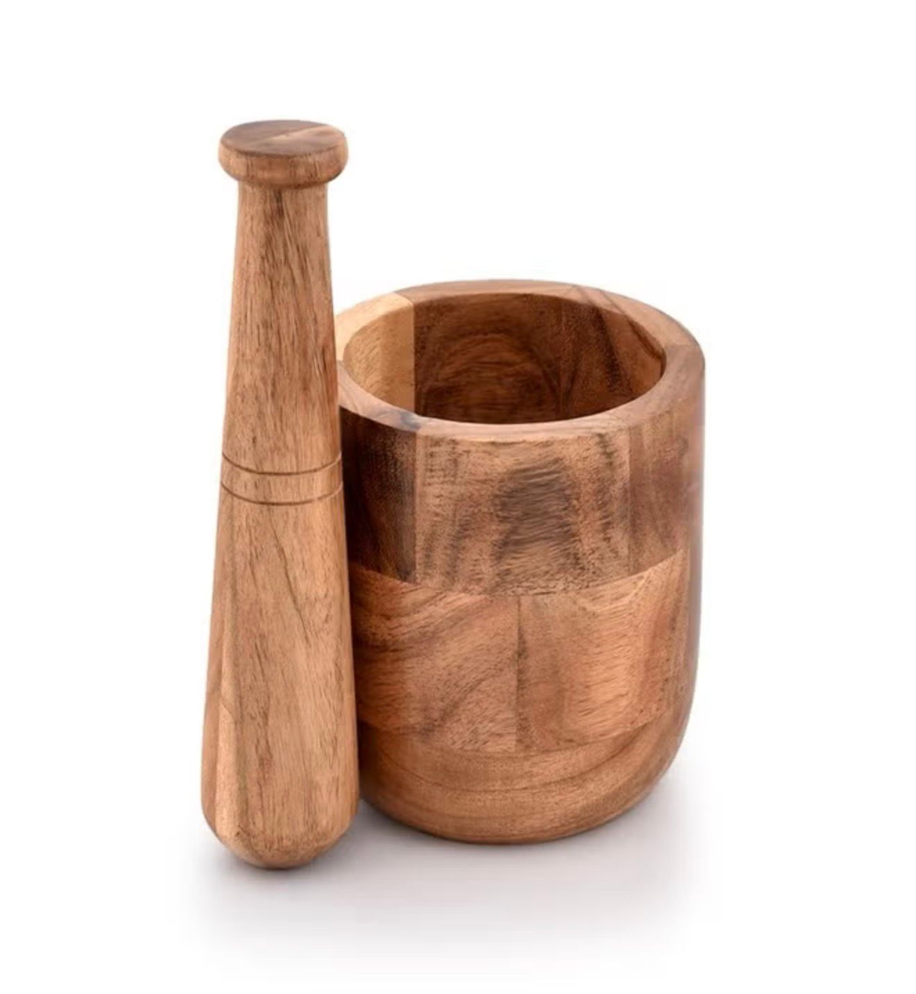wooden mortar and pestle