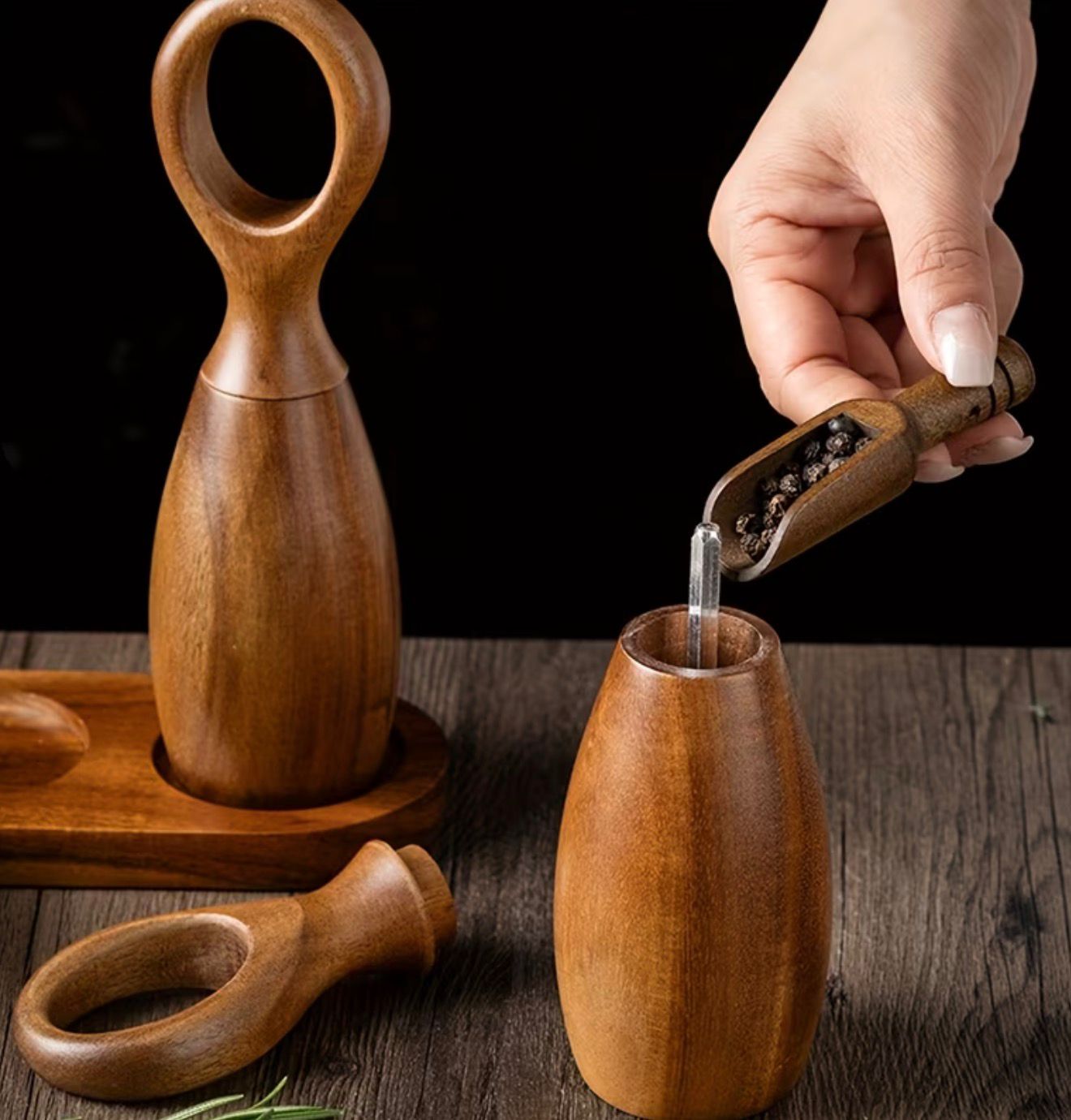 wooden pepper mill