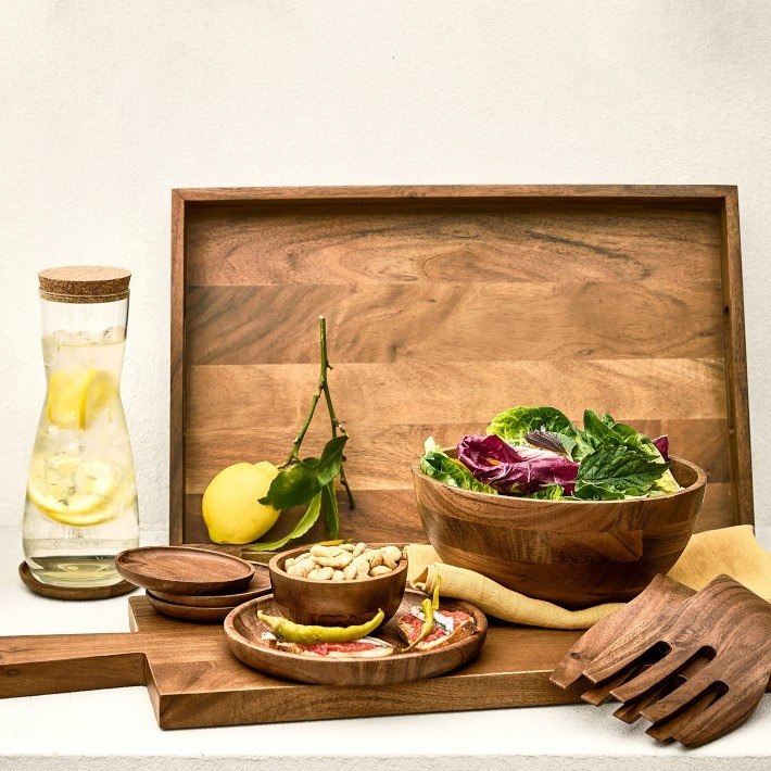 Large Acacia Salad Bowl Set